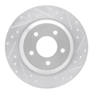 Mazda 5 Brake Rotor (1) - Rear Right - R1 Concepts - Drilled & Slotted - Silver - `06-`15